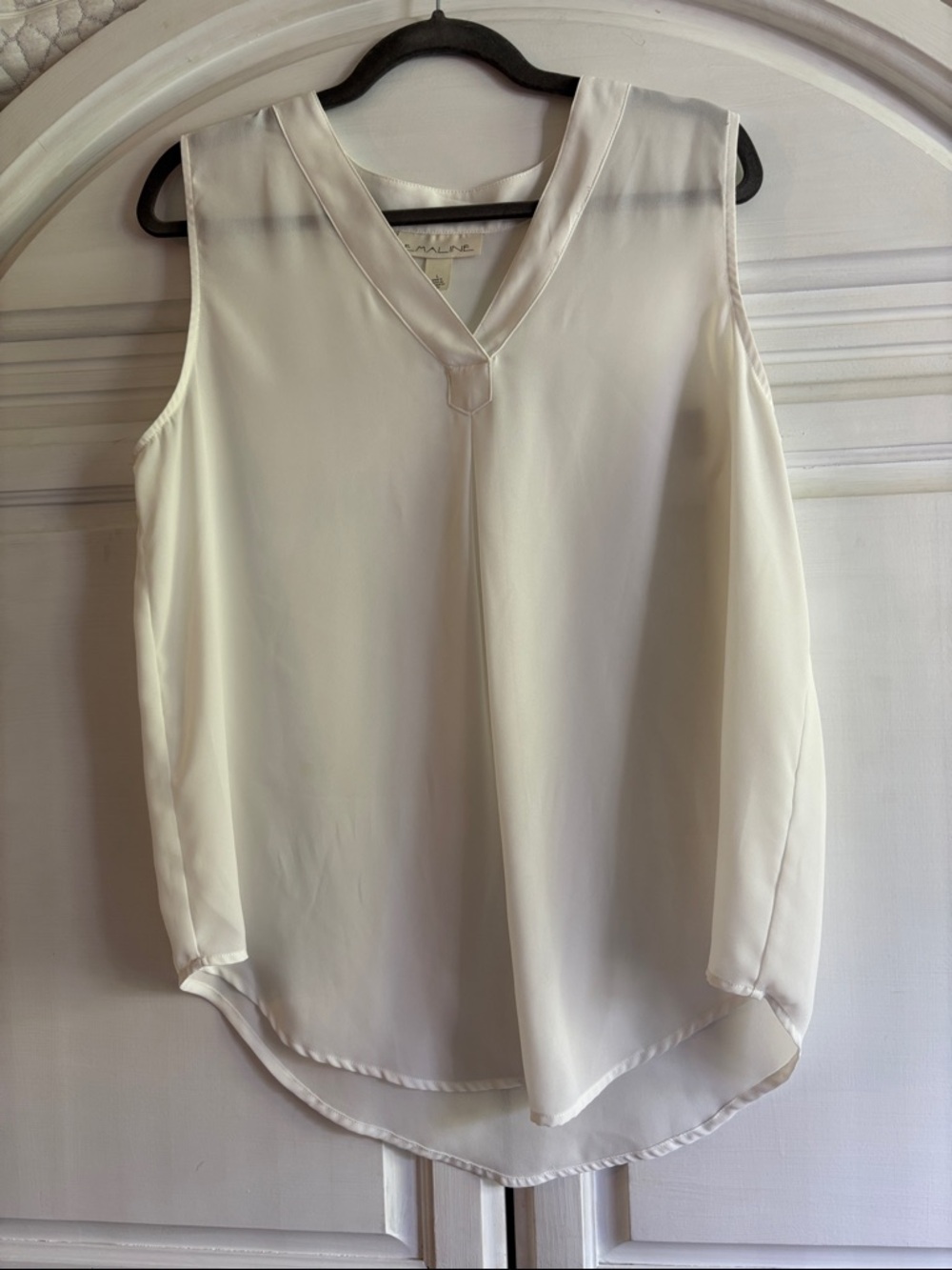 Emaline  Ivory Sleeveless V-Neck sheer tunic